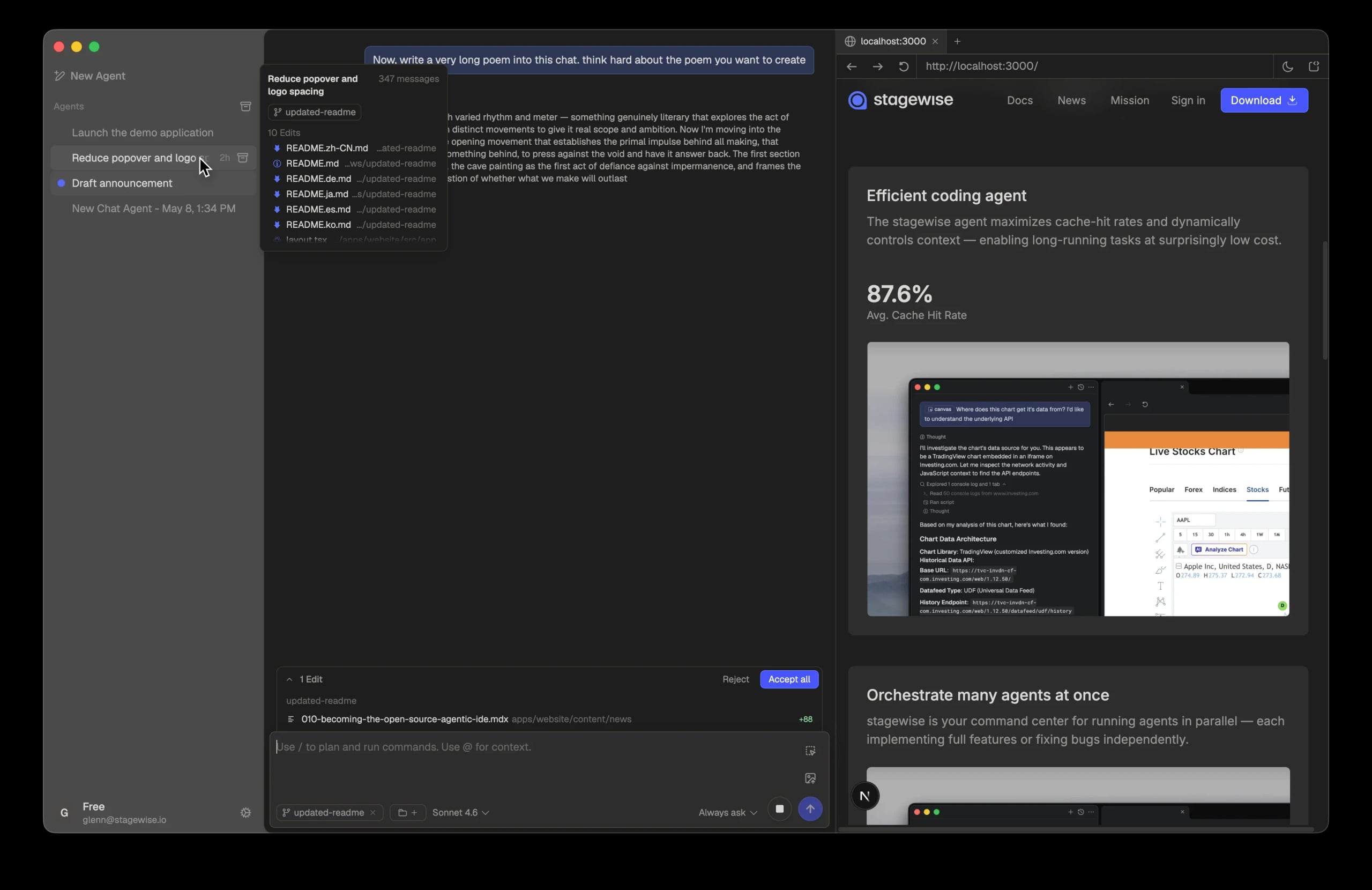 Agent management view