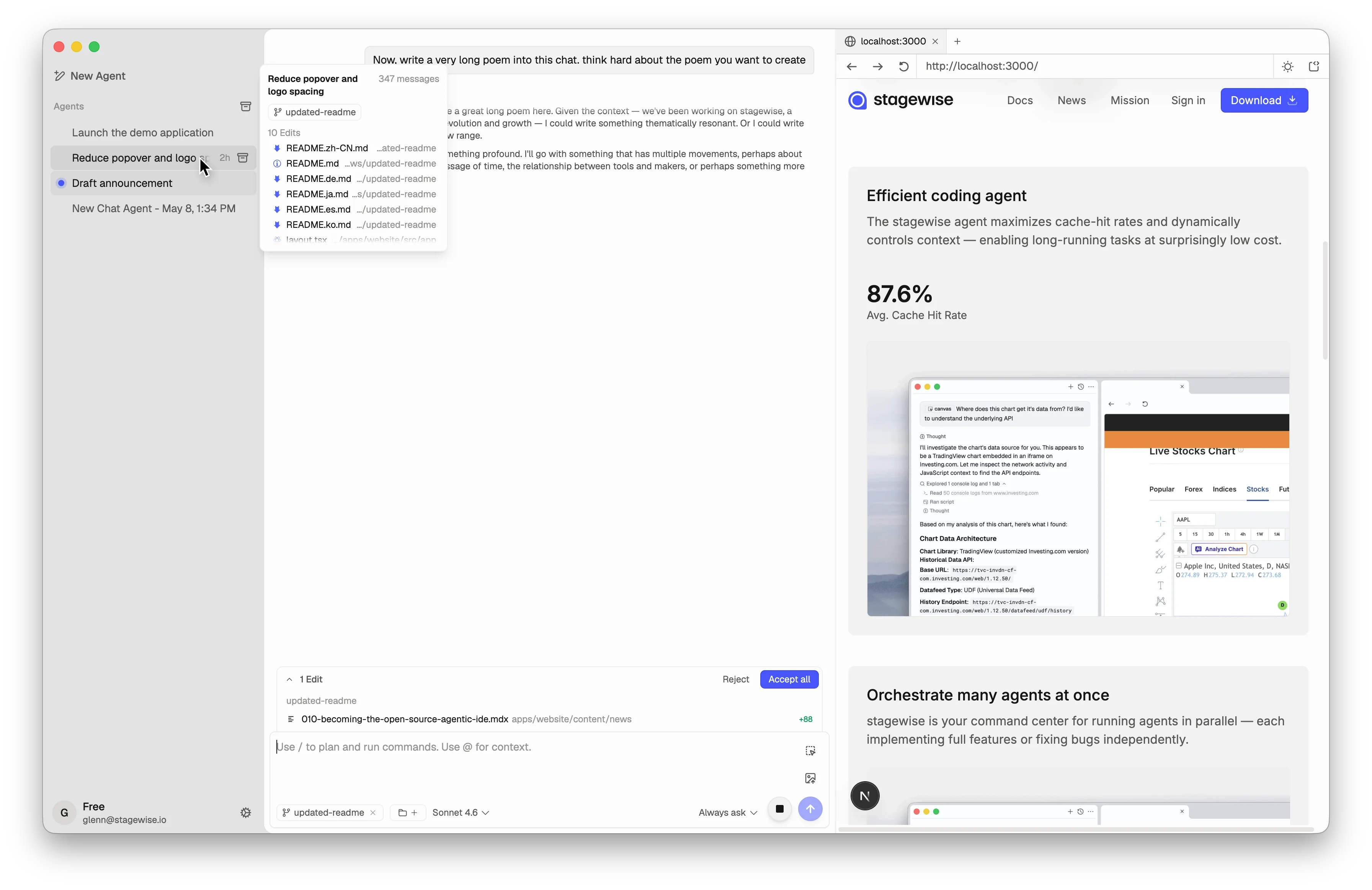 Agent management view