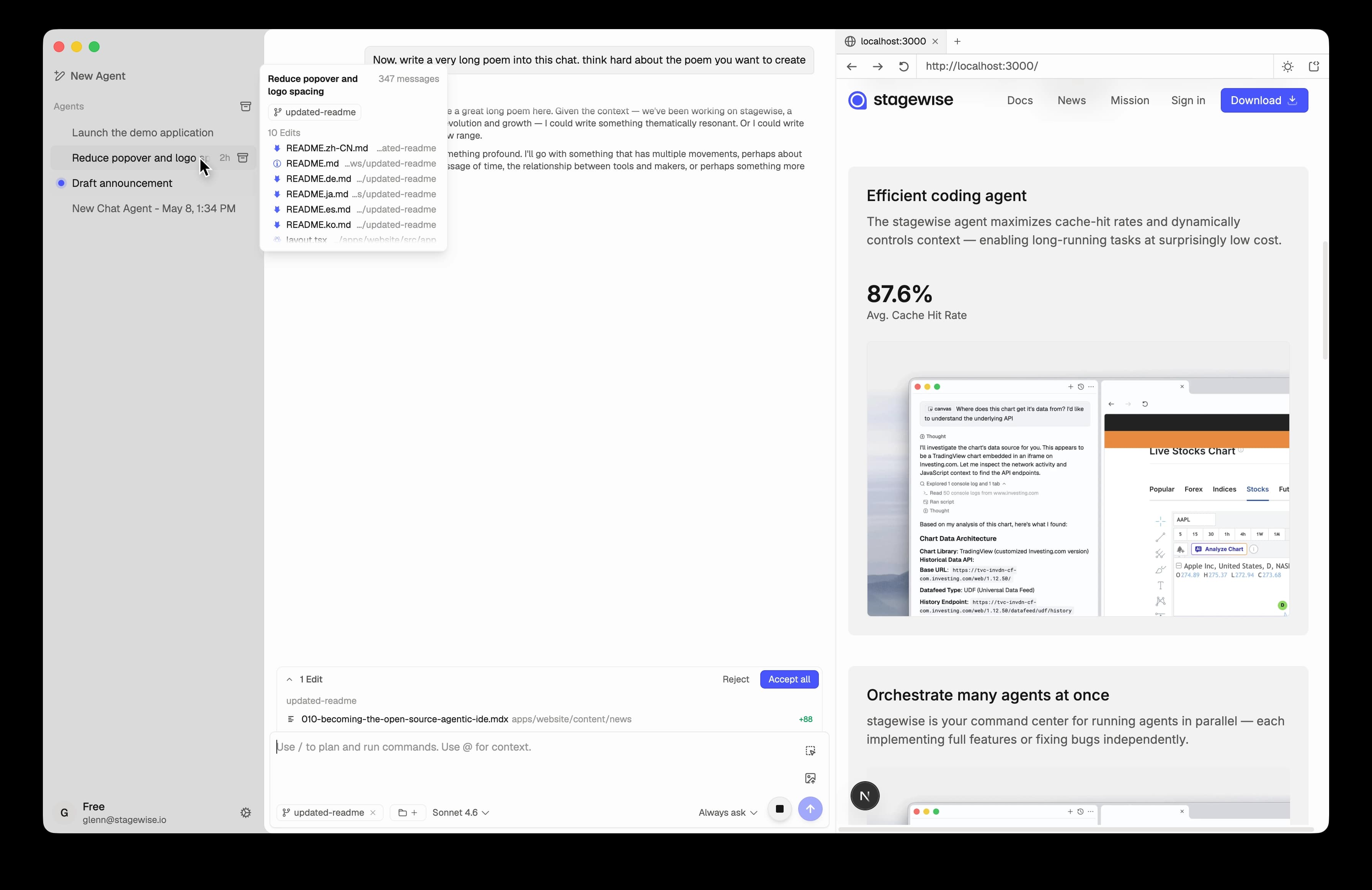 Agent management view