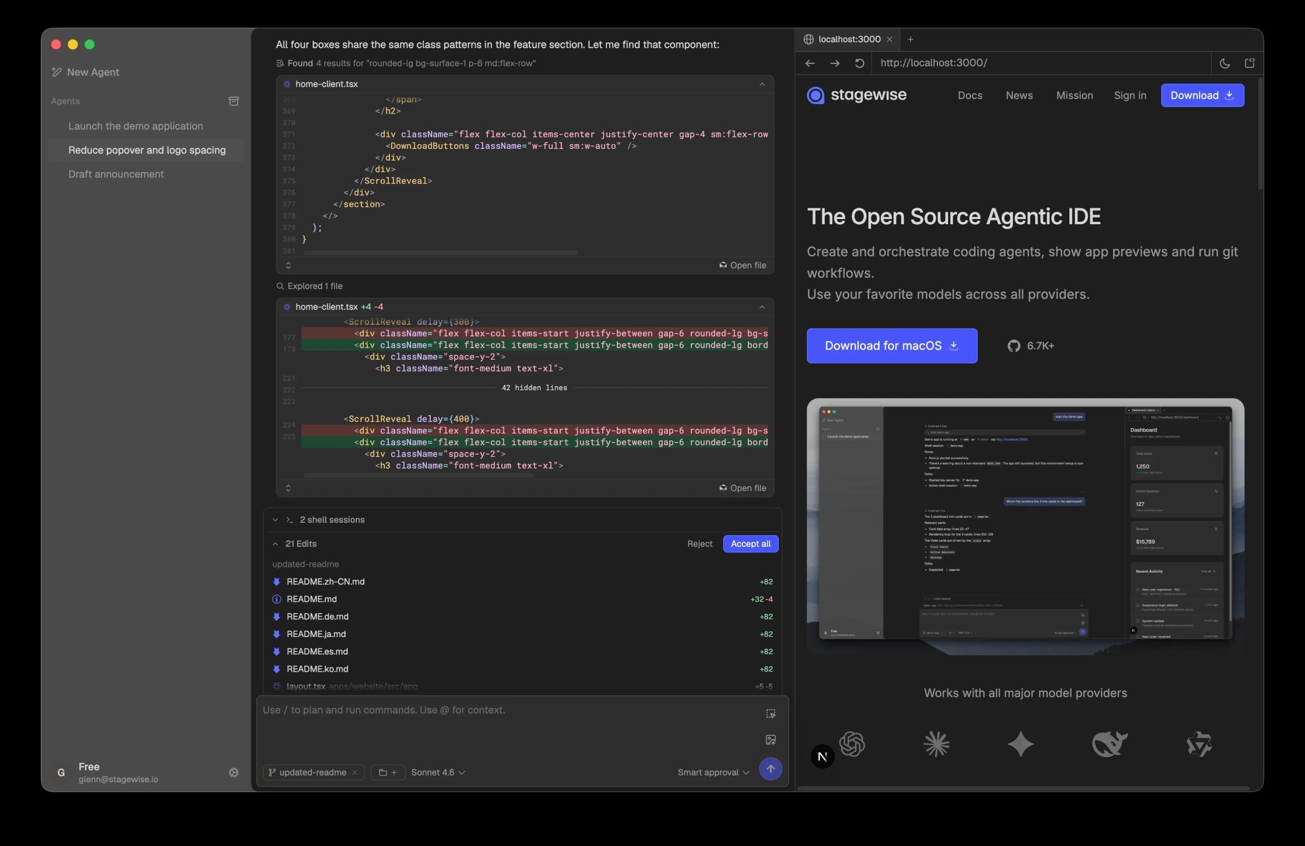 Efficient coding agent view