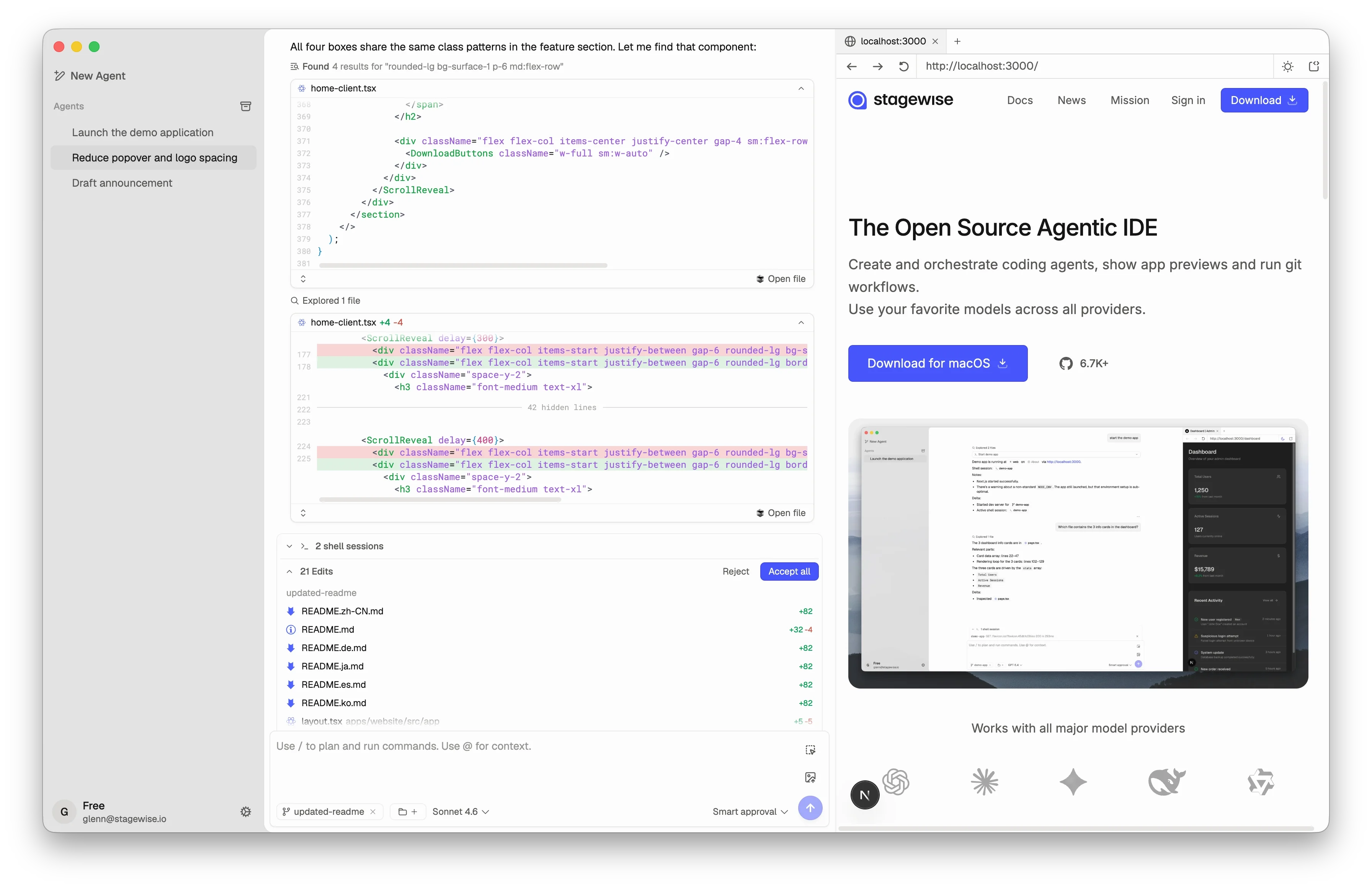 Efficient coding agent view