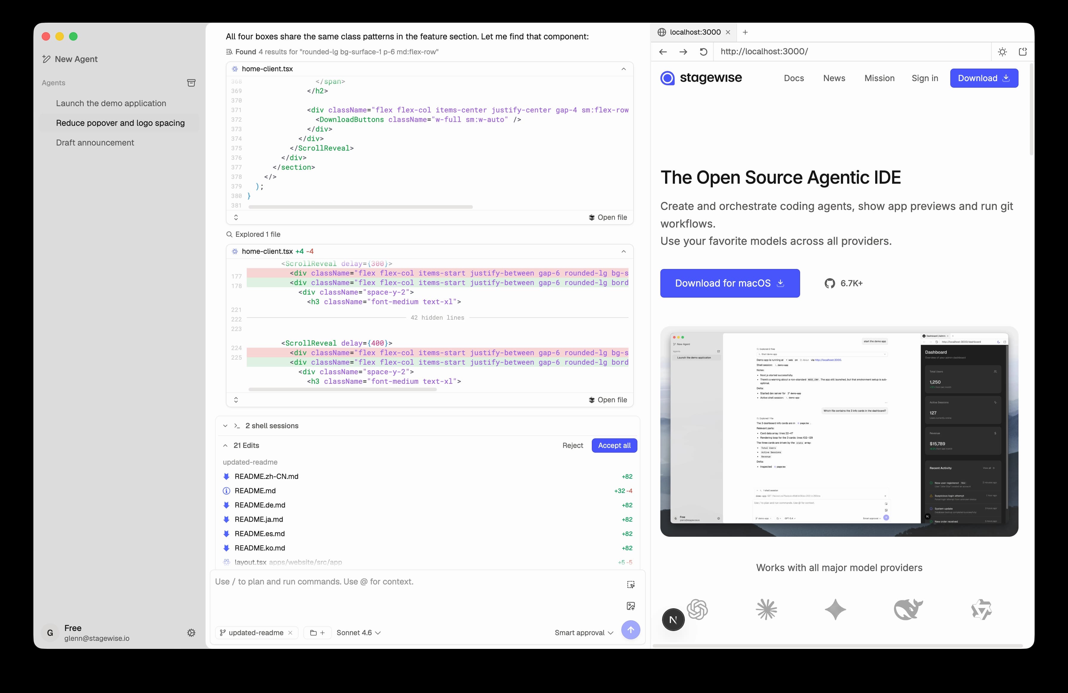 Efficient coding agent view