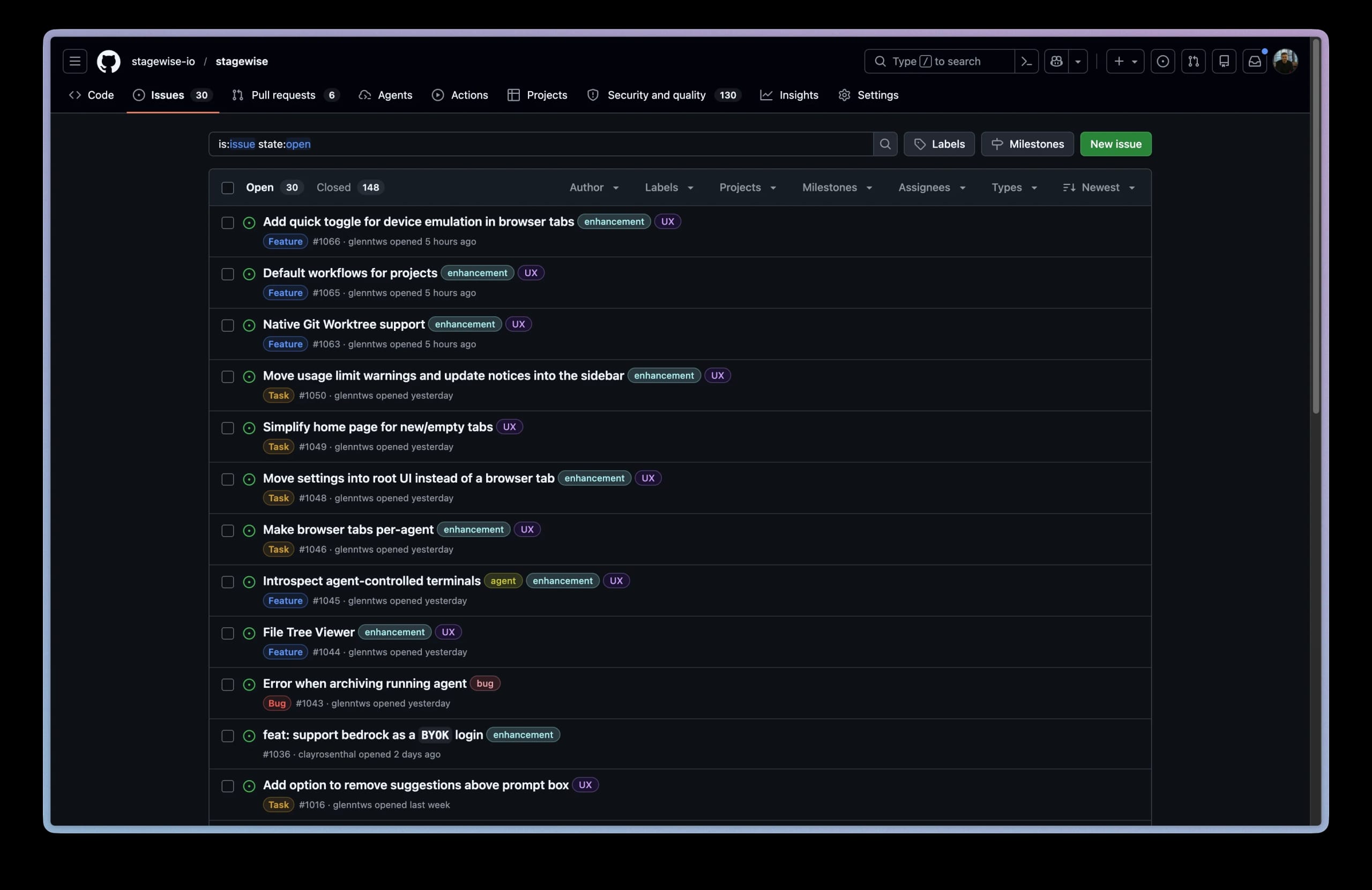 GitHub repo issues view