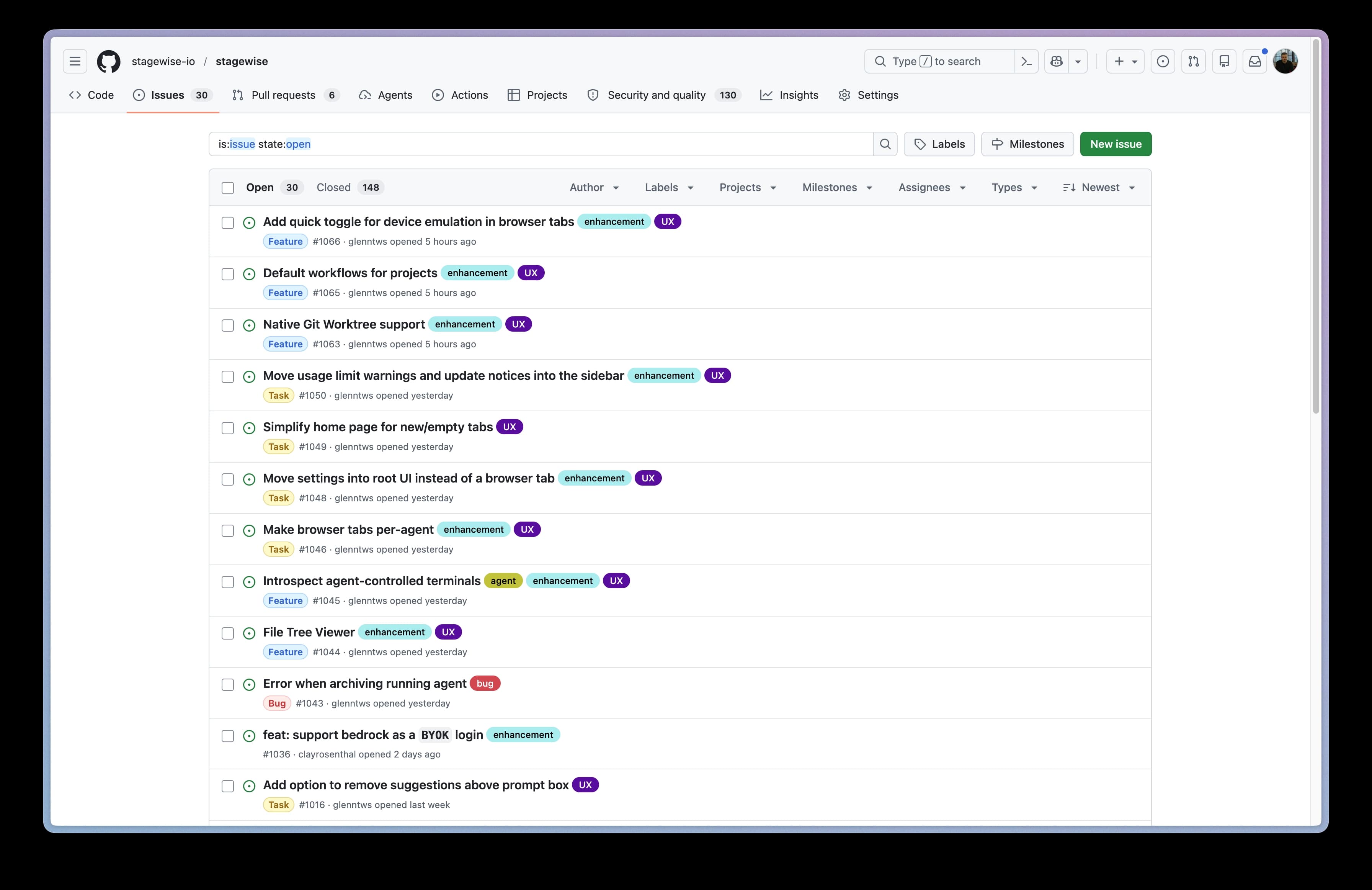 GitHub repo issues view