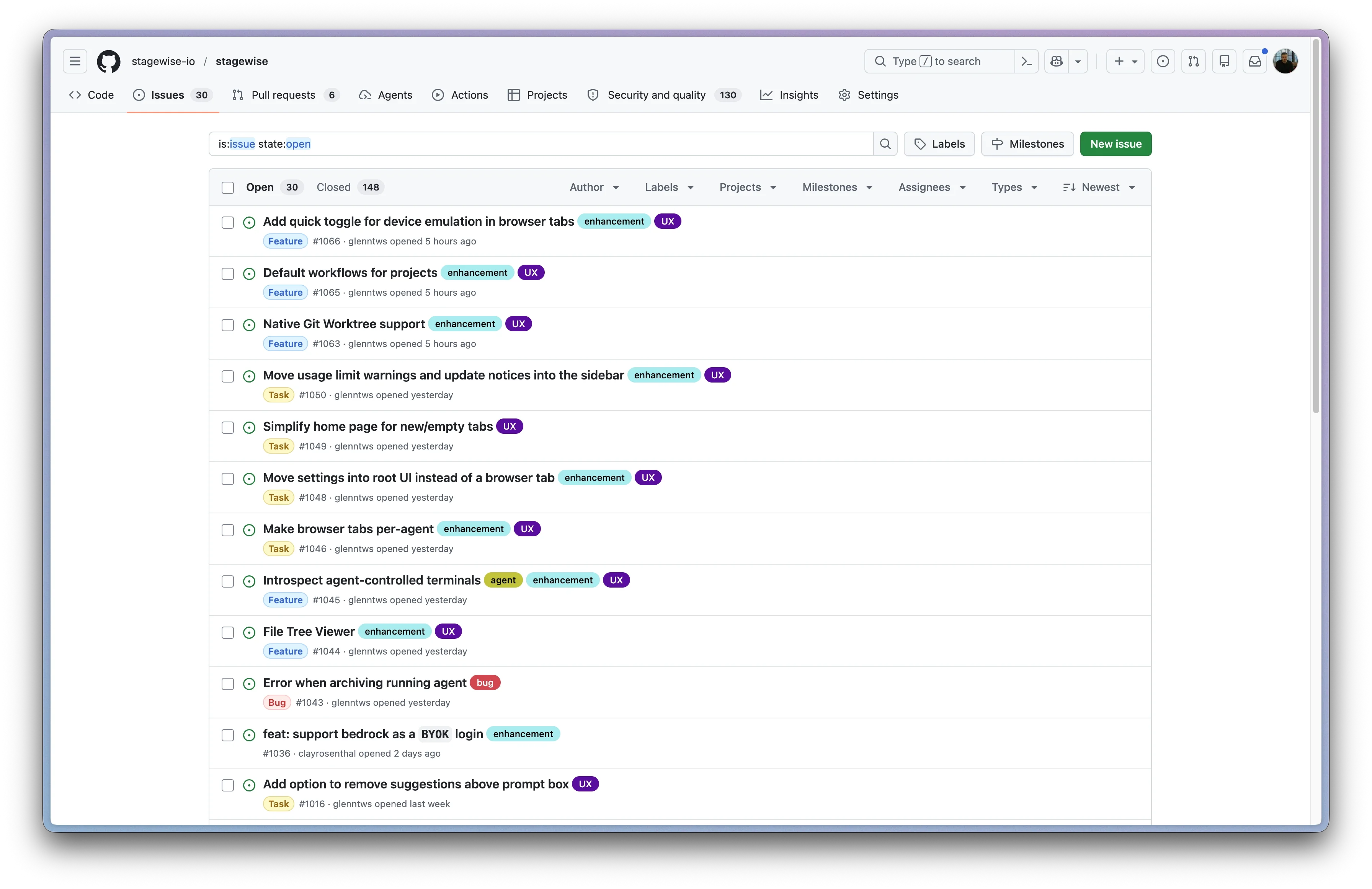 GitHub repo issues view