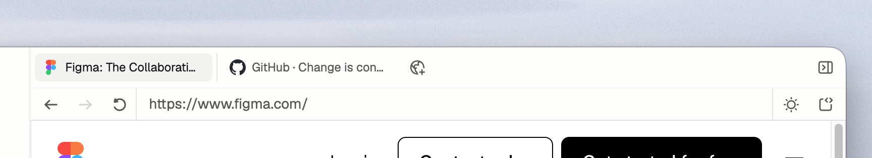 Screenshot of the redesigned stagewise browser tabs, including per-agent tabs and a pin action for global tabs.